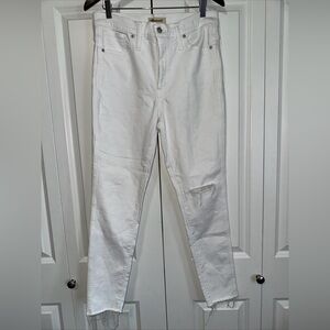 Madewell Jeans Women's Size 30 White Denim Flat Front 10" High Rise Skinny